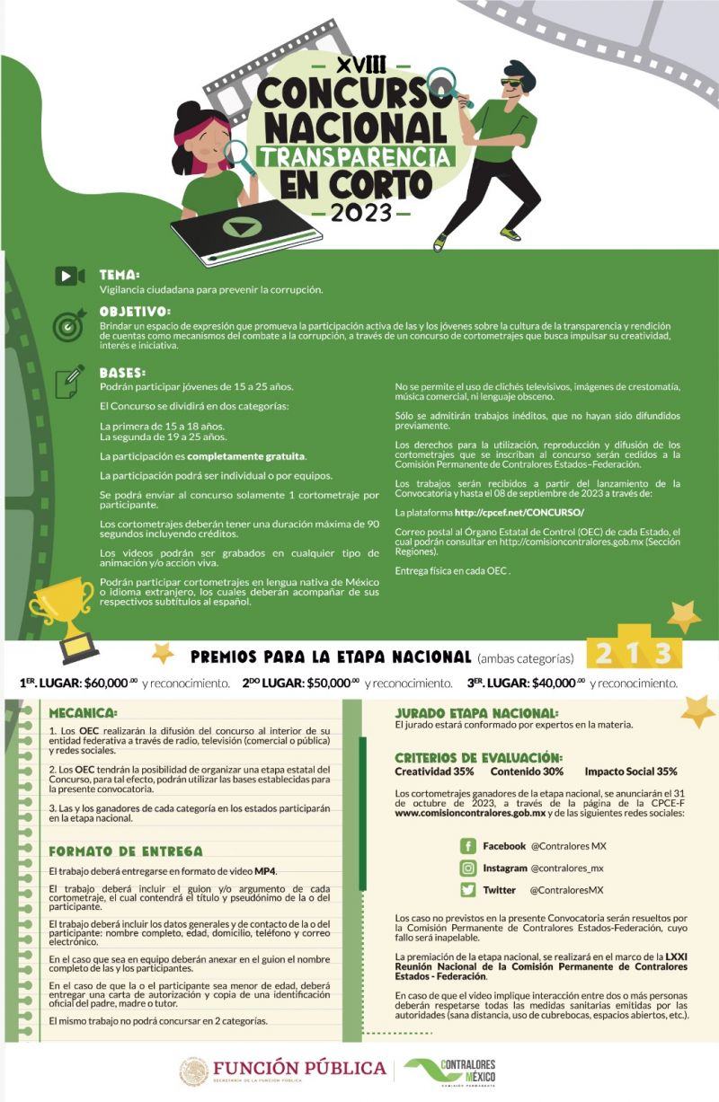 Convocatoria del XVIII Concurso Nacional de Transparencia en Corto 2023